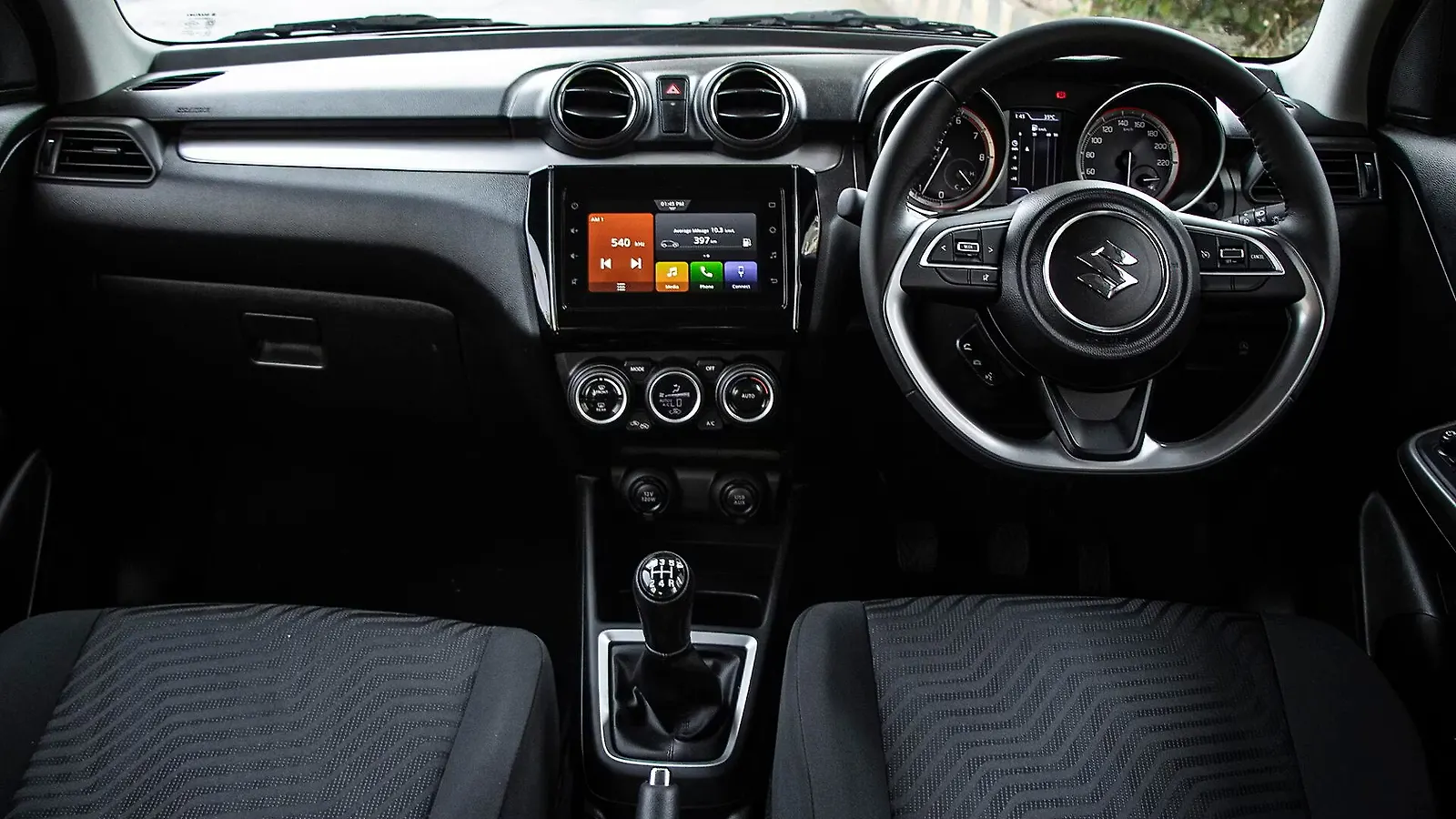 Car interior steering wheel